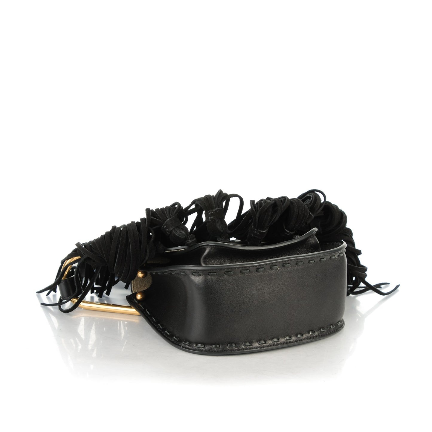 Calfskin Mini Hudson Fringe Shoulder Bag Black
