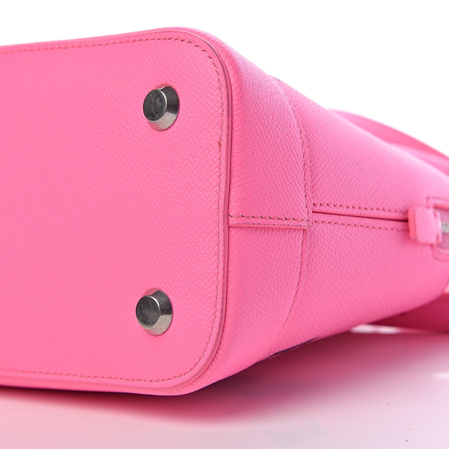Signature Grained Calfskin Logo S Ville Top Handle Bag Acid Pink Black