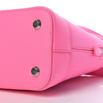 Balenciaga Signature Grained Calfskin Logo S Ville Top Handle Bag Acid Pink Black 8 of 9