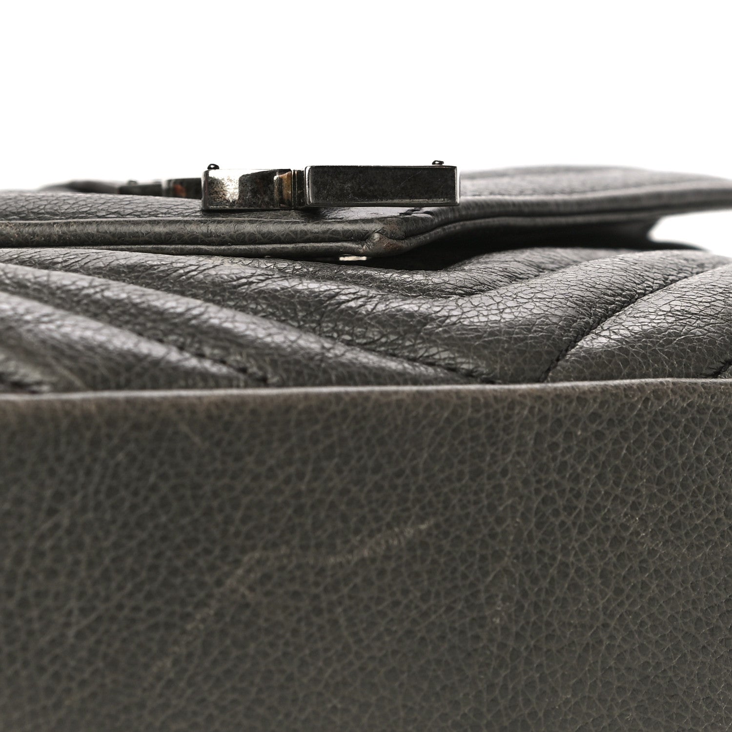 Saint Laurent Grained Calfskin Matelasse Chevron Monogram Medium College Bag Grey 8 of 18