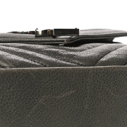 Saint Laurent Grained Calfskin Matelasse Chevron Monogram Medium College Bag Grey 8 of 18