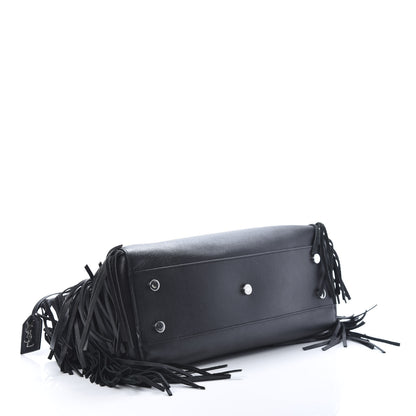 Saint Laurent Grained Calfskin Medium Fringe Cabas Rive Gauche Black 4 of 19