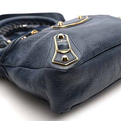 Balenciaga Chevre Gold Metallic Edge Hardware Town Bleu Nuit Dark Sea 9 of 10
