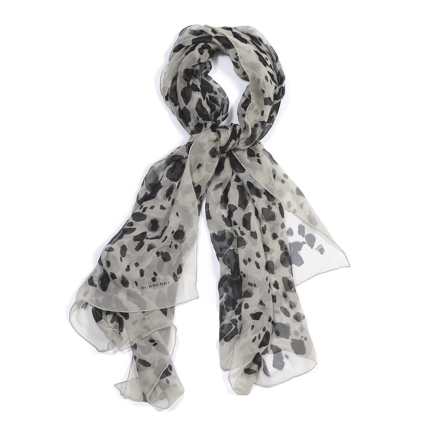 Silk Animal Print Scarf Black White