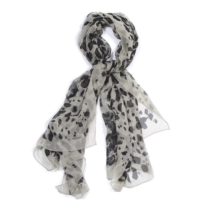 Burberry Silk Animal Print Scarf Black White 1 of 4