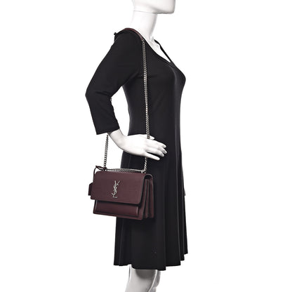 Saint Laurent Grained Calfskin Medium Monogram Sunset Bordeaux 2 of 11