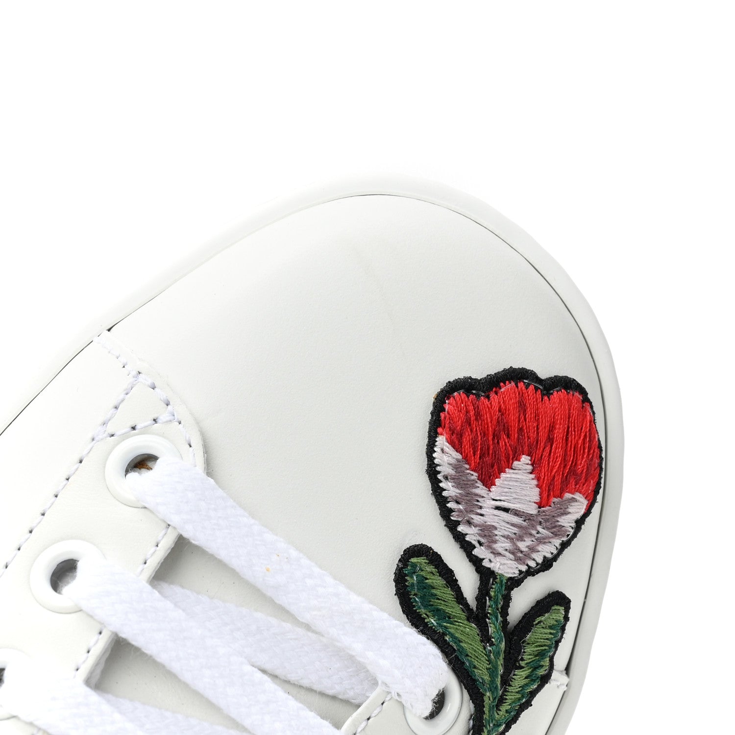 Gucci Calfskin Web Floral Embroidered Womens Ace Sneakers 35 White 10 of 10