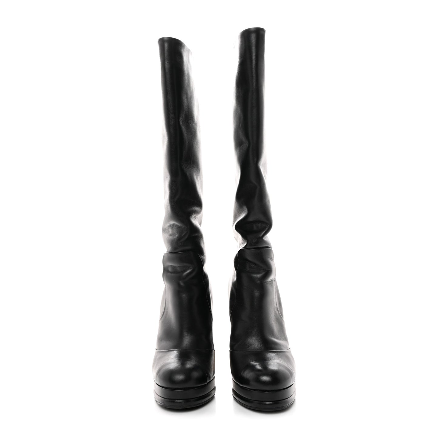 Calfskin Knee High Boots 37 Black
