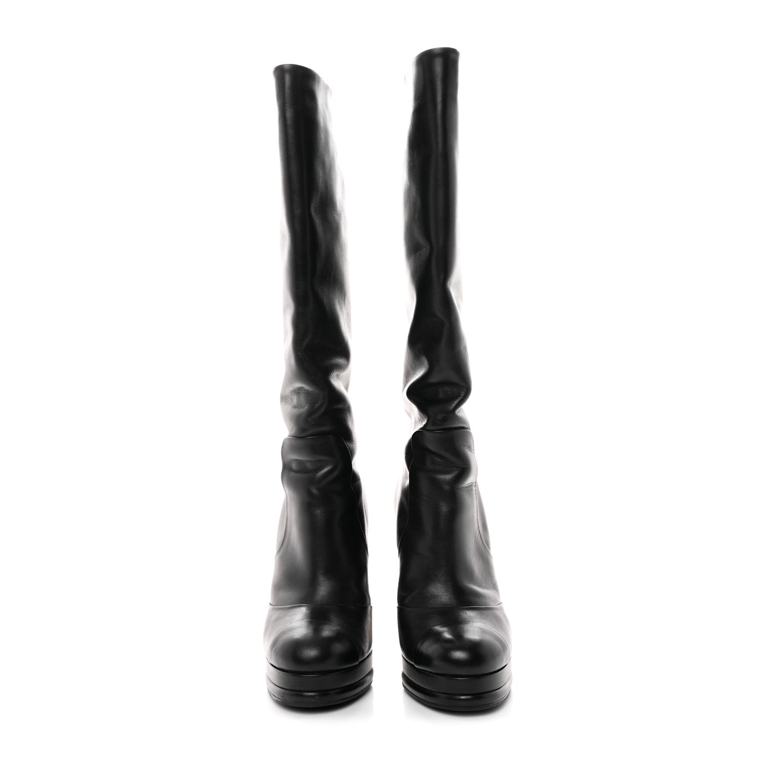 Chanel Calfskin Knee High Boots 37 Black 2 of 8