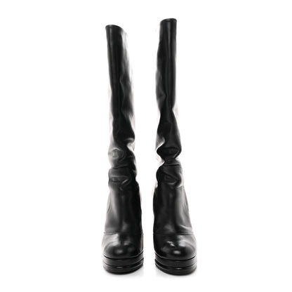 Chanel Calfskin Knee High Boots 37 Black 2 of 8