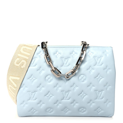 Louis Vuitton Lambskin Embossed Monogram Coussin PM Ice Blue 1 of 11