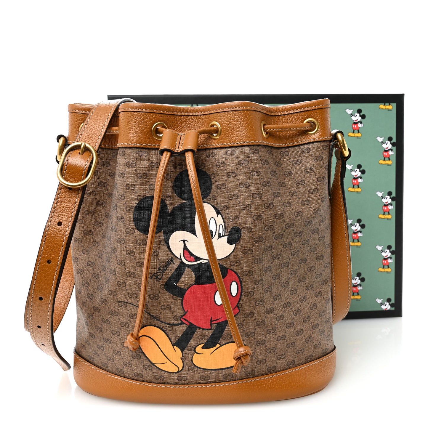 X DISNEY Mini Vintage GG Supreme Monogram Bucket Bag Beige Vintage Sun Oil