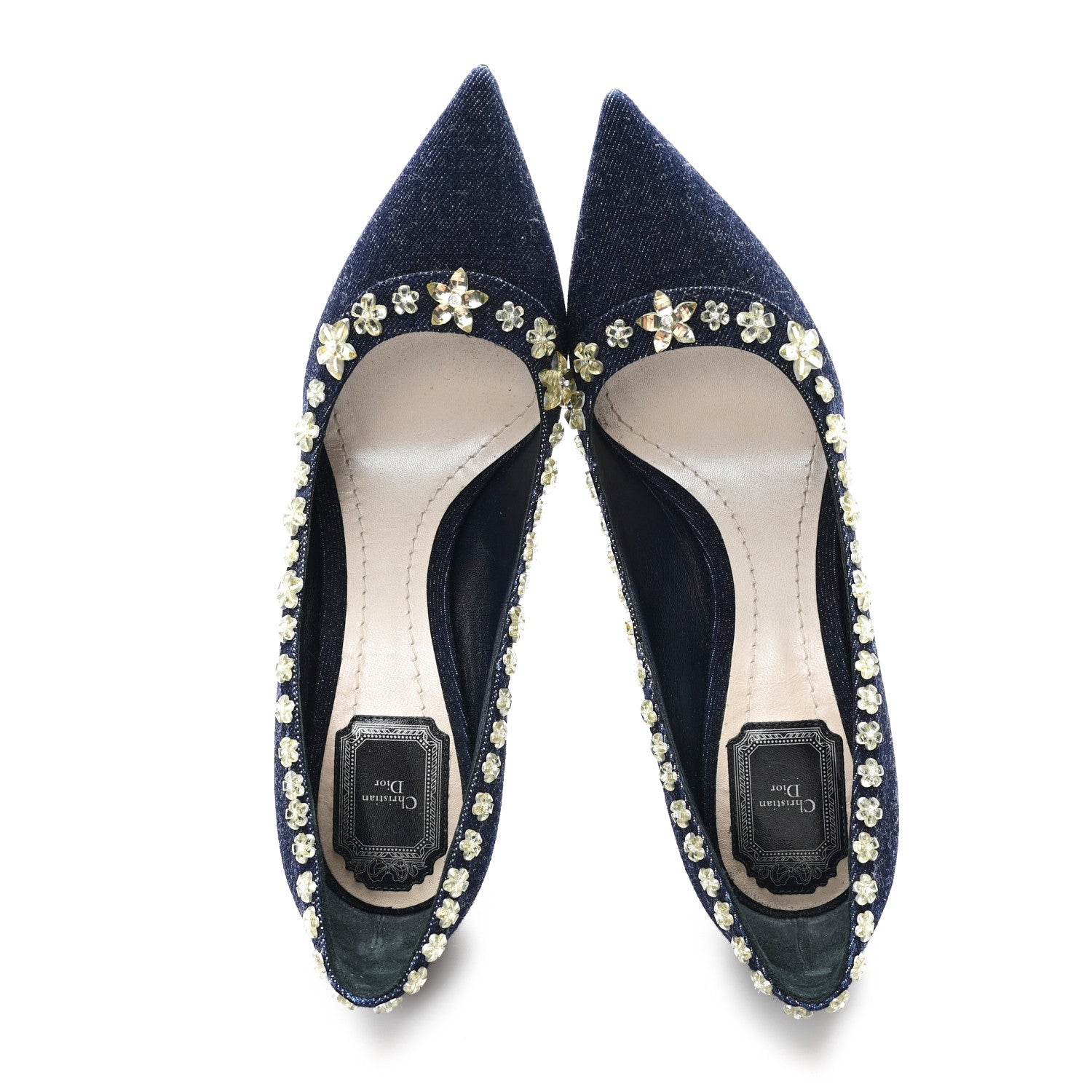 Christian Dior Denim Crystal Garland Pumps 39.5 Blue Fonce 2 of 9