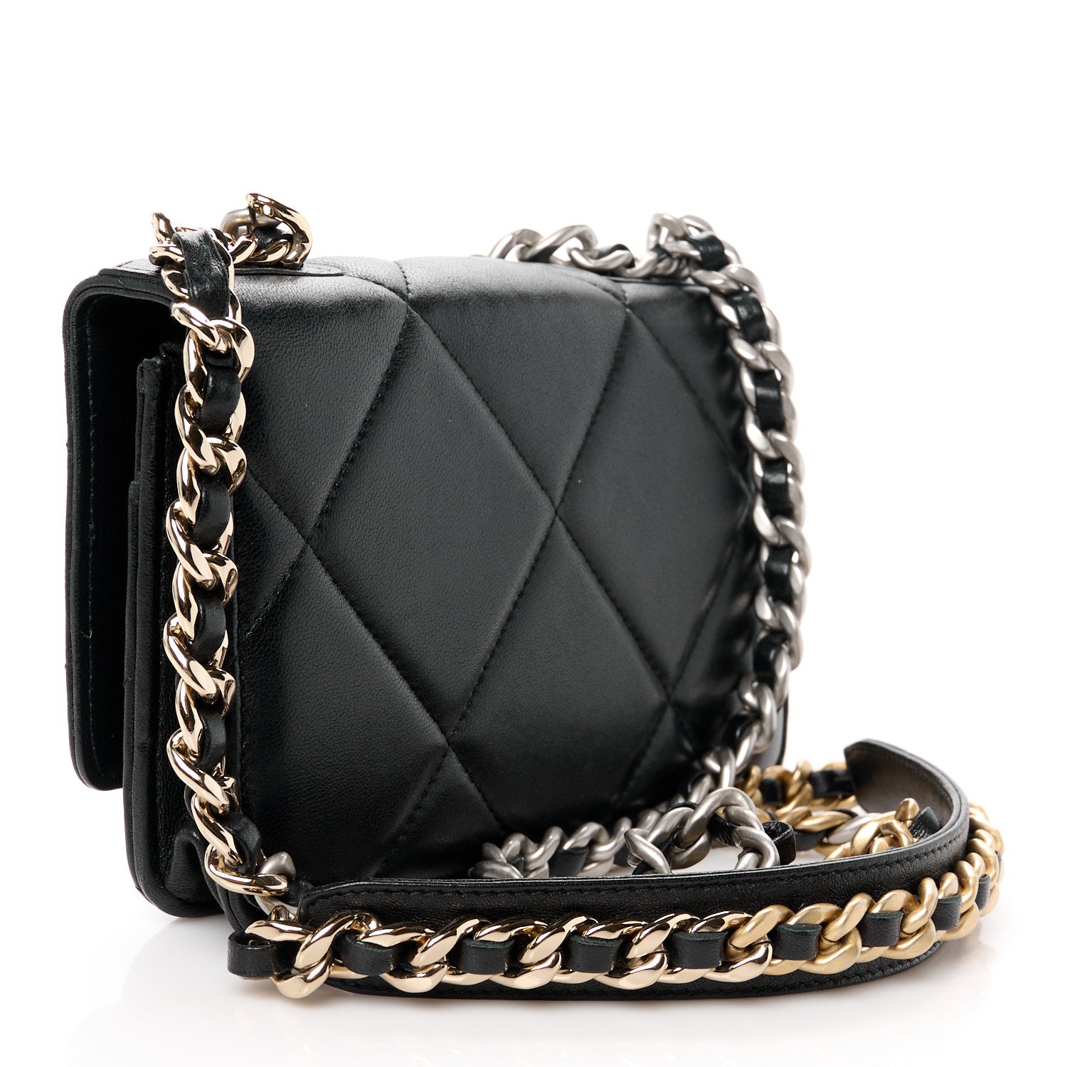 Chanel Lambskin Quilted Chanel 19 Wallet On Chain WOC Black 3 of 11