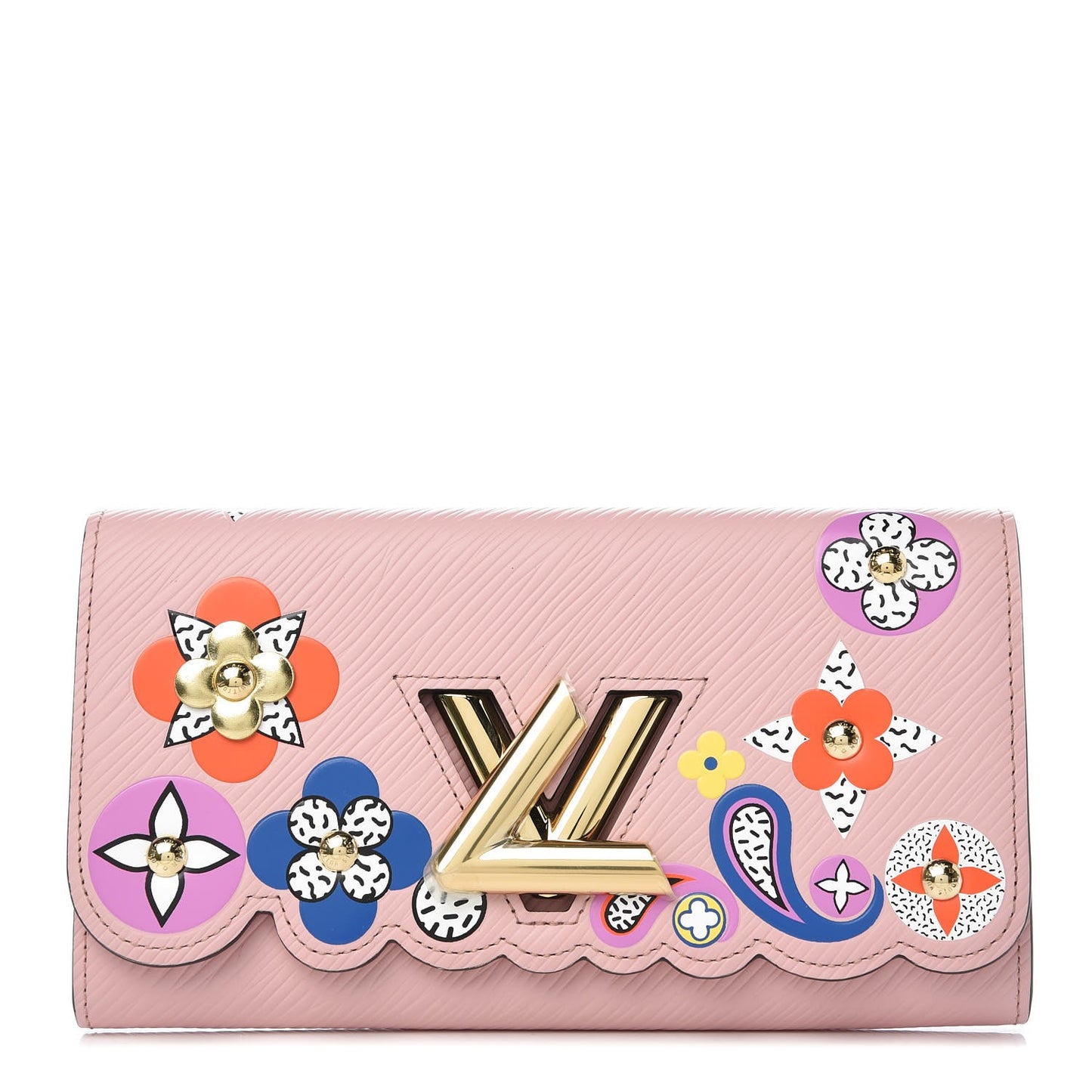 Epi Blooming Flowers Twist Wallet Rose Ballerine