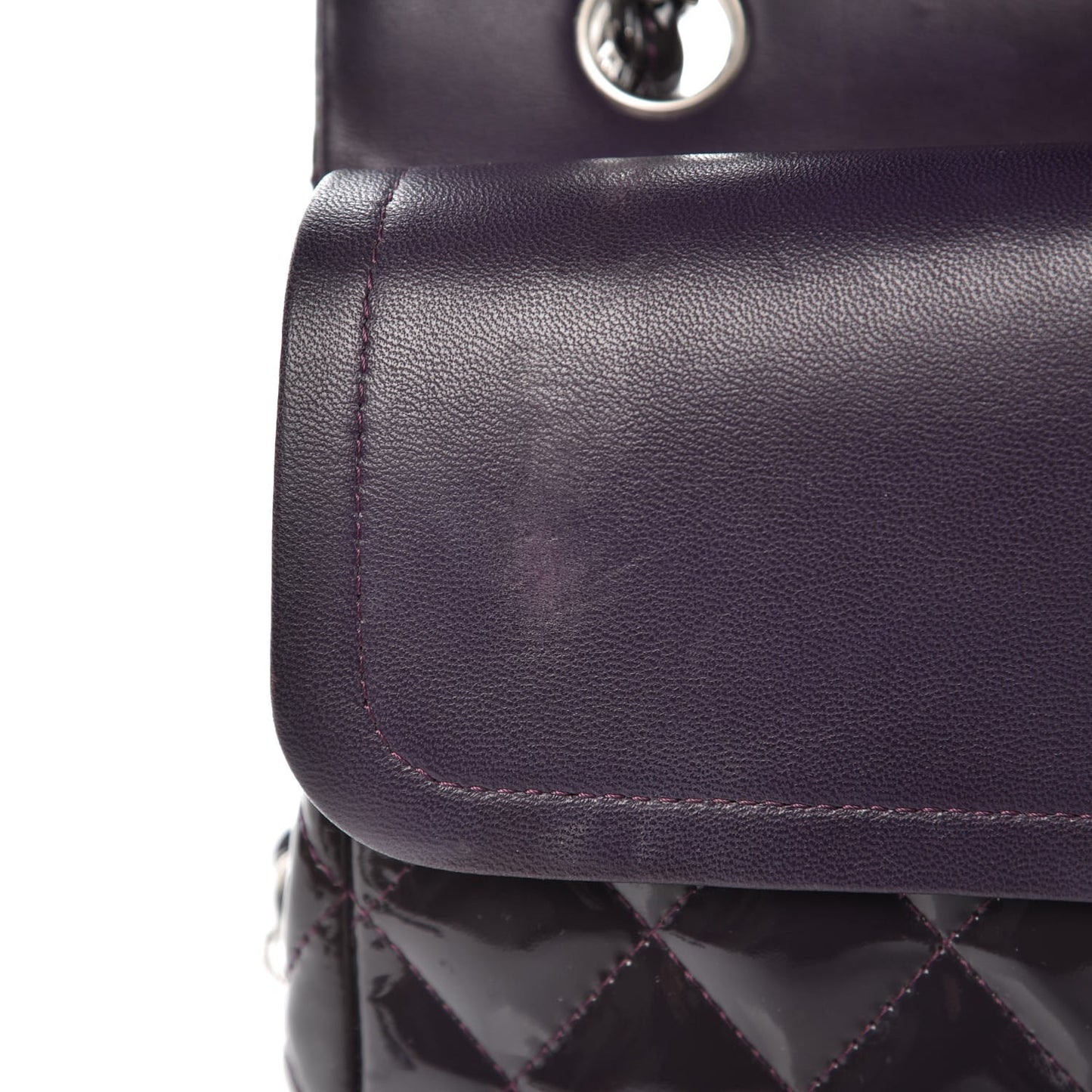 Patent Quilted Medium Double Flap Purple