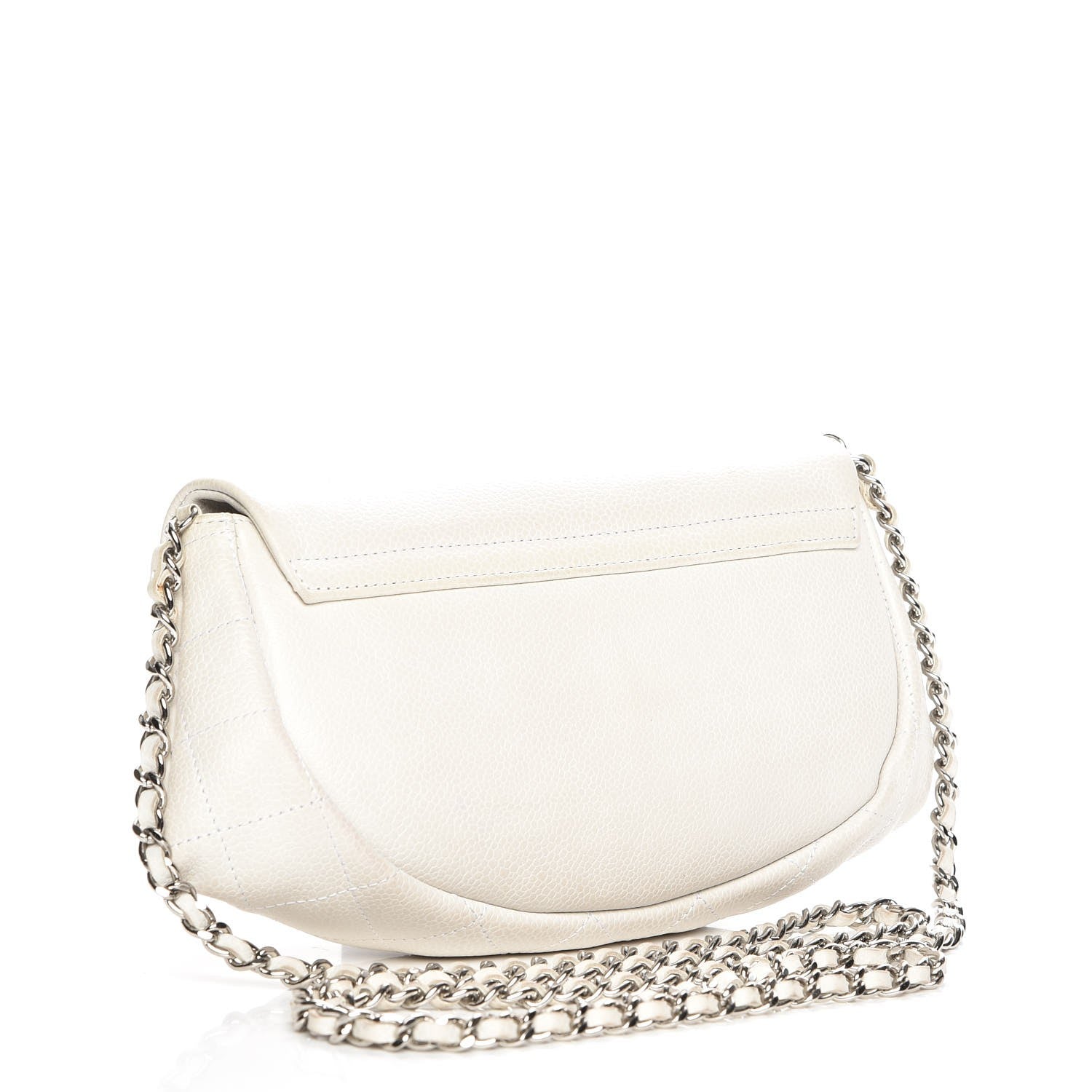 Chanel Caviar Half Moon Wallet On Chain WOC White 3 of 14