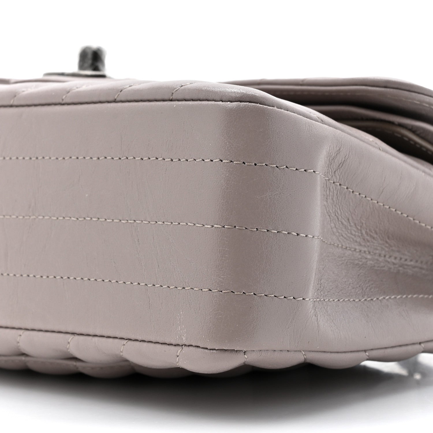 Chanel Crumpled Calfskin Chevron Quilted Small Double Flap Grey 9 of 10