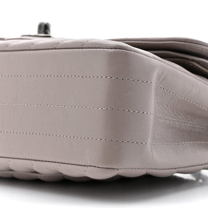 Chanel Crumpled Calfskin Chevron Quilted Small Double Flap Grey 9 of 10
