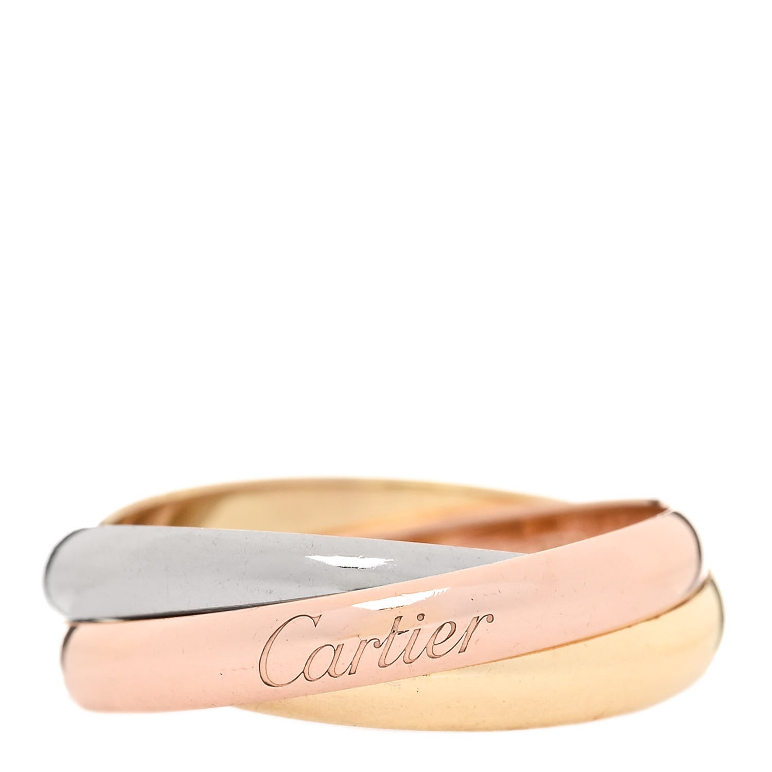 Cartier 18K Pink Yellow White Gold Small Trinity Ring 53 6.5 1 of 5