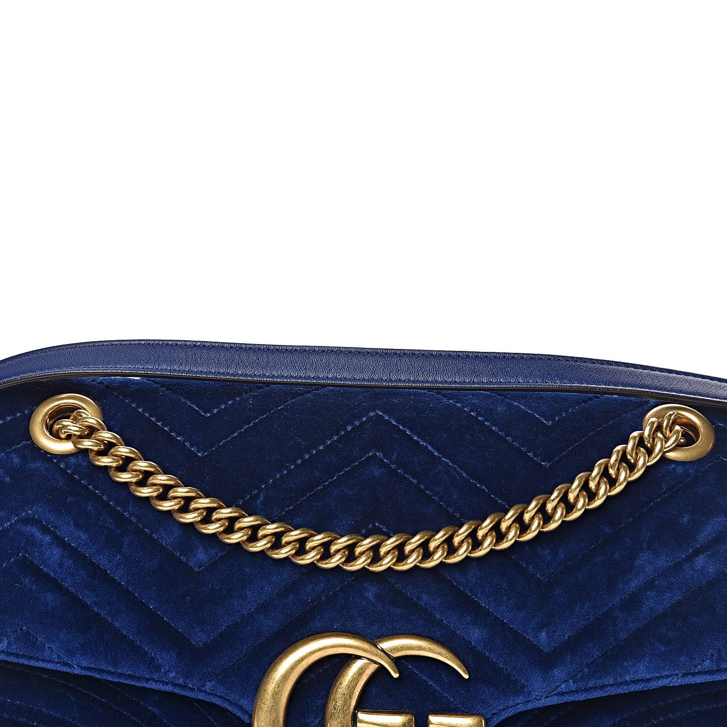 Gucci Velvet Matelasse Medium GG Marmont Shoulder Bag Cobalt Blue 11 of 13