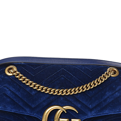 Gucci Velvet Matelasse Medium GG Marmont Shoulder Bag Cobalt Blue 11 of 13