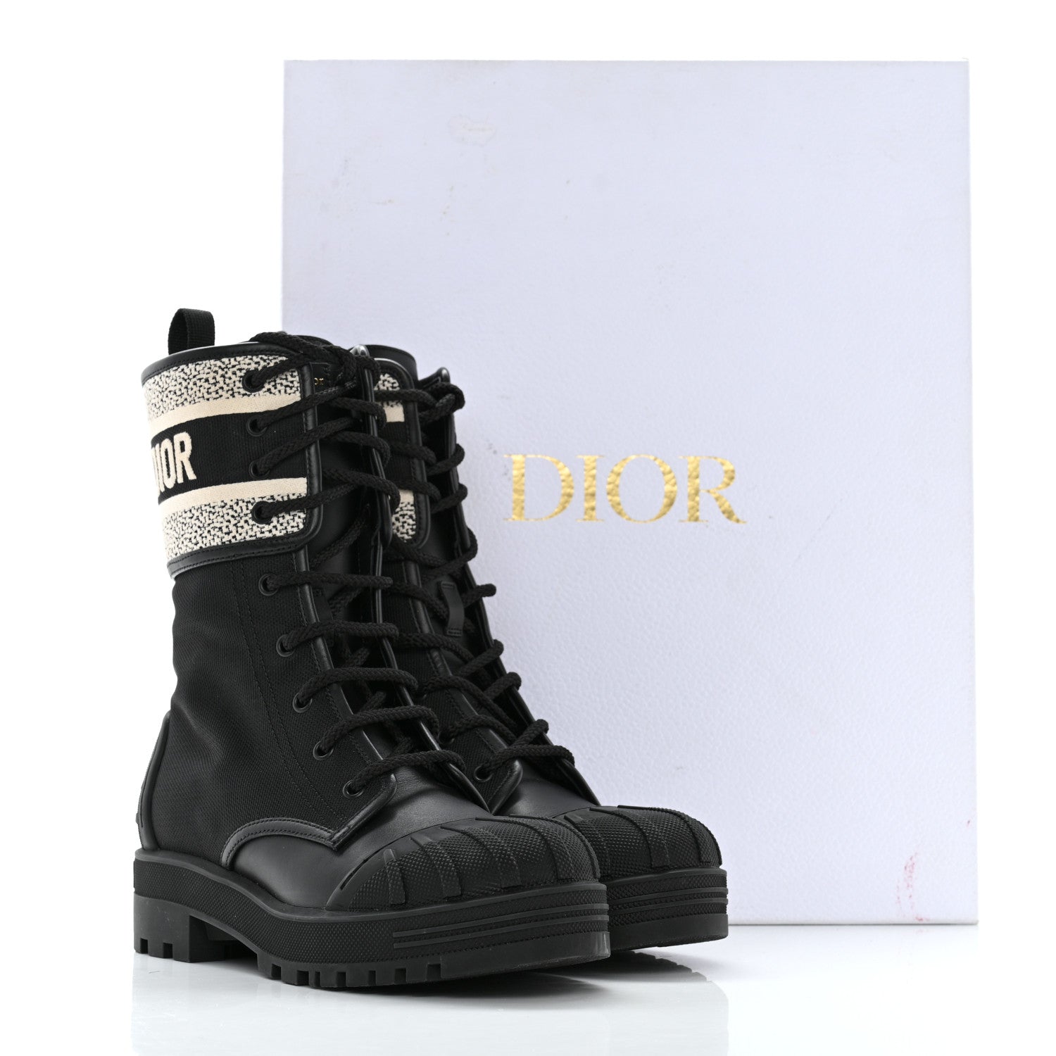 Christian Dior Calfskin Technical Fabric D-Major Ankle Boots 36 Black White 11 of 11
