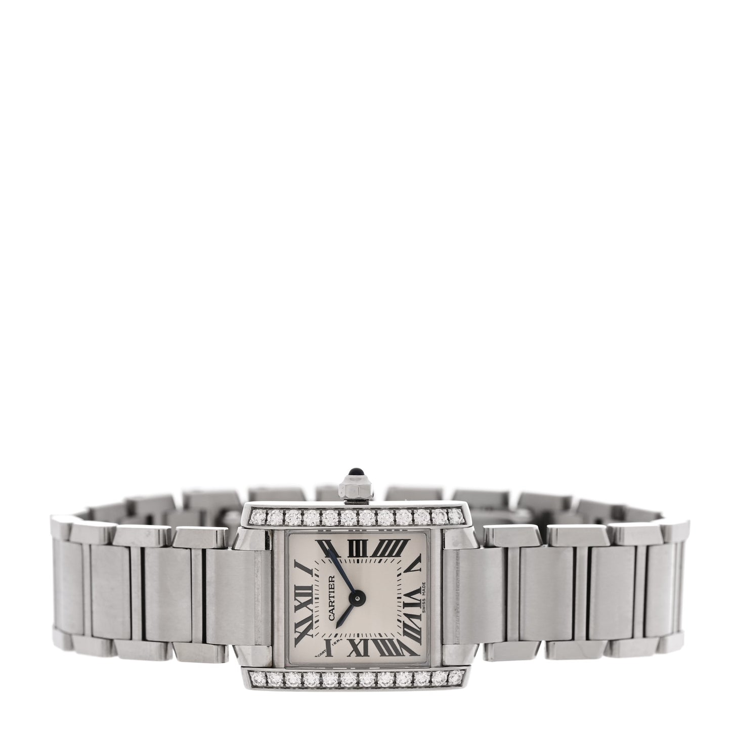 Stainless Steel Diamond Bezel 20mm Tank Francaise Quartz Watch