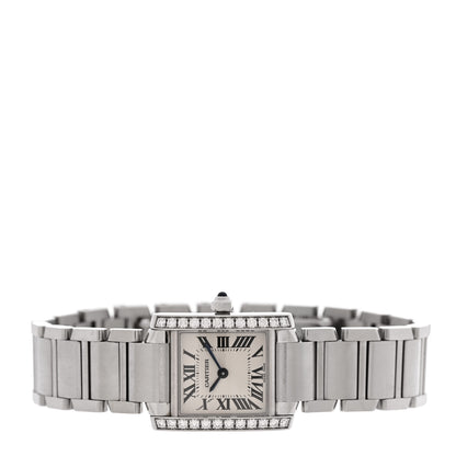 Cartier Stainless Steel Diamond Bezel 20mm Tank Francaise Quartz Watch 2 of 5