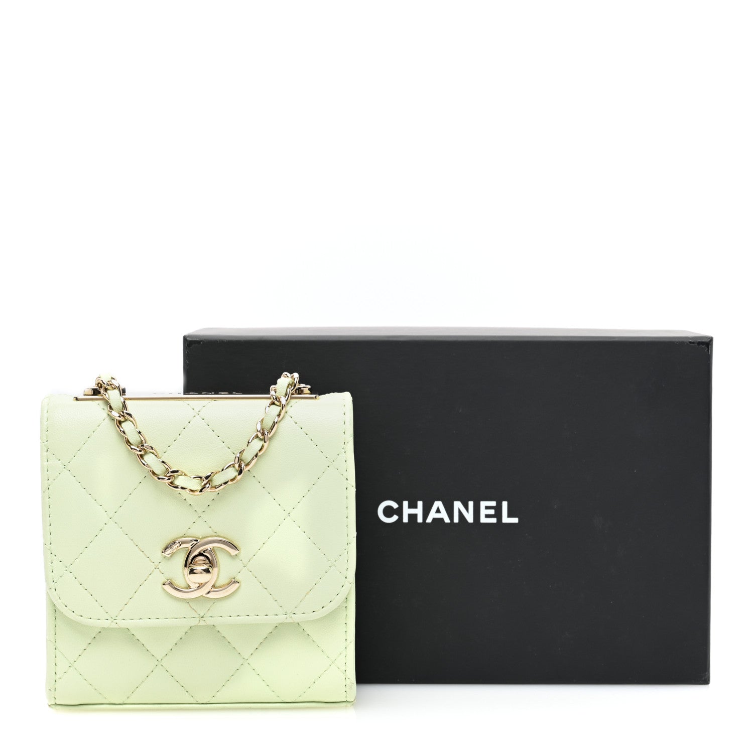Chanel Lambskin Quilted Mini Trendy CC Chain Wallet Sea Green 11 of 11