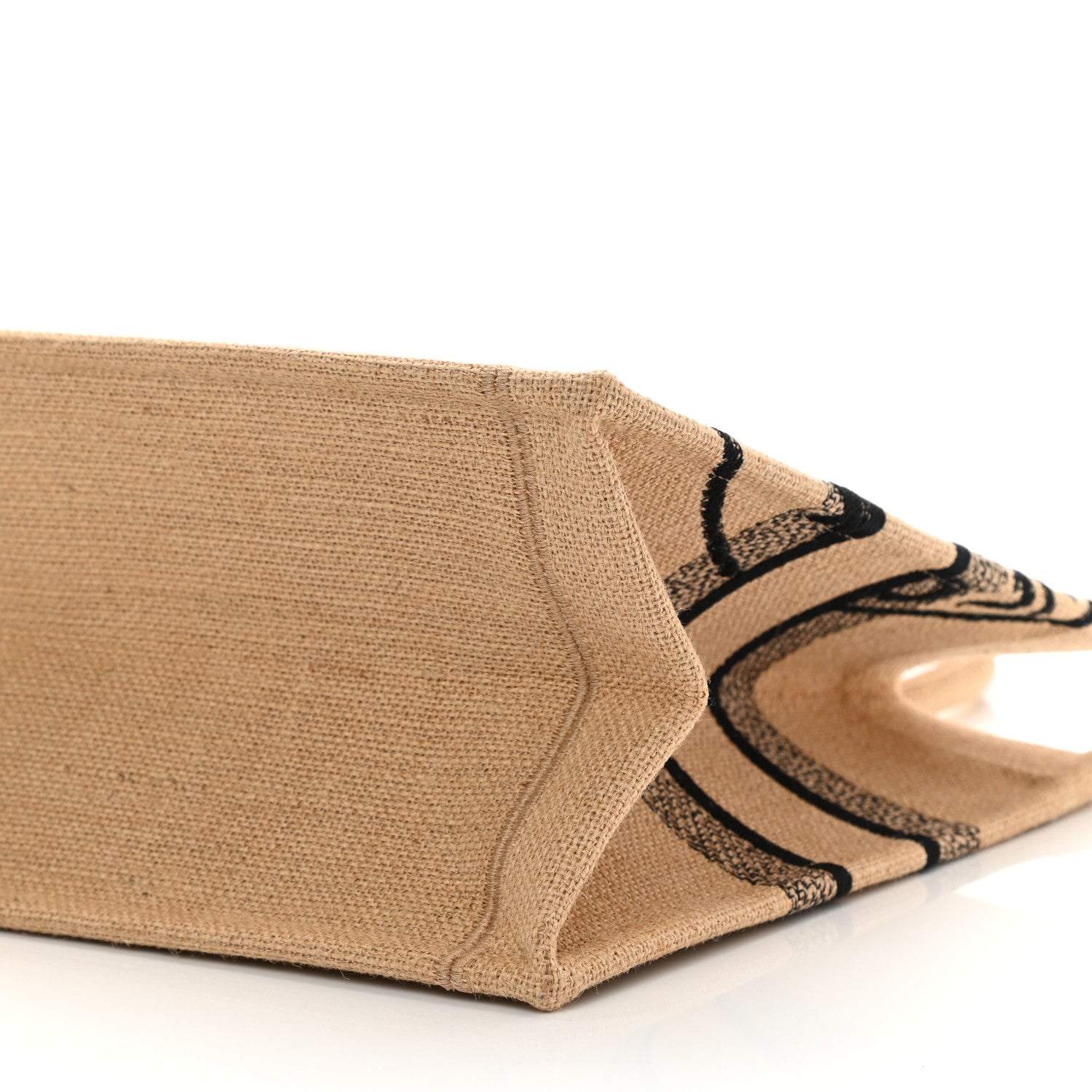 Christian Dior Canvas Jute Embroidered Medium Book Tote Black Beige 10 of 13