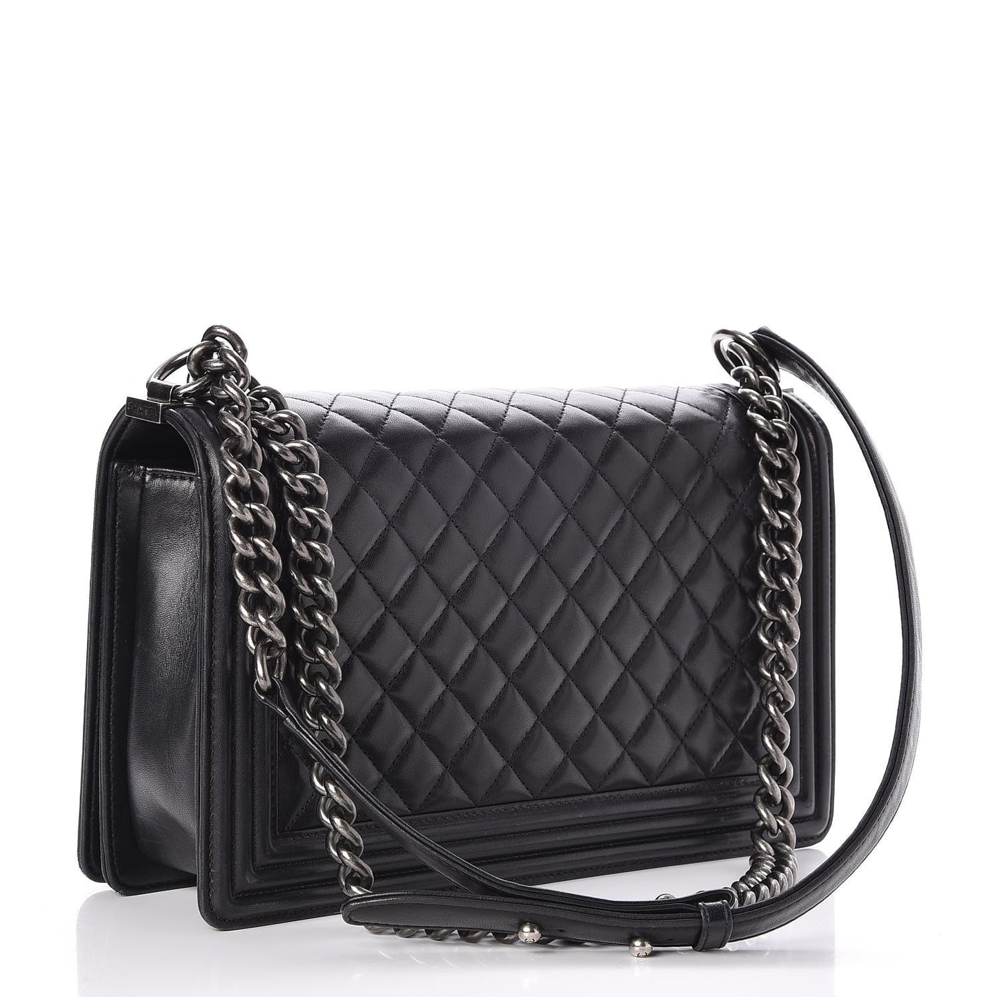 Lambskin Quilted New Medium Boy Flap Black
