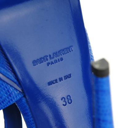Saint Laurent Calfskin Lizard Embossed Tribute 105 Platform Sandals 38 Blue Majorelle 6 of 6