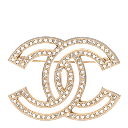 Chanel Crystal CC Brooch Light Gold 1 of 5