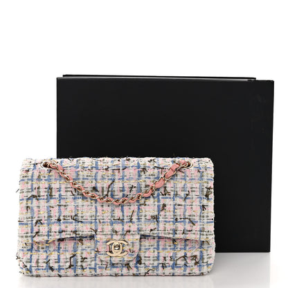 Chanel Tweed Quilted Medium Double Flap Blue Pink Gold White 11 of 11