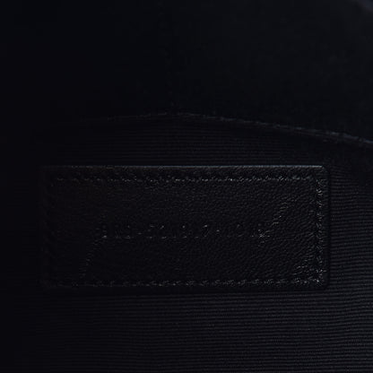 Saint Laurent Calfskin Crocodile Embossed Monogram Zip Pouch Black 7 of 10