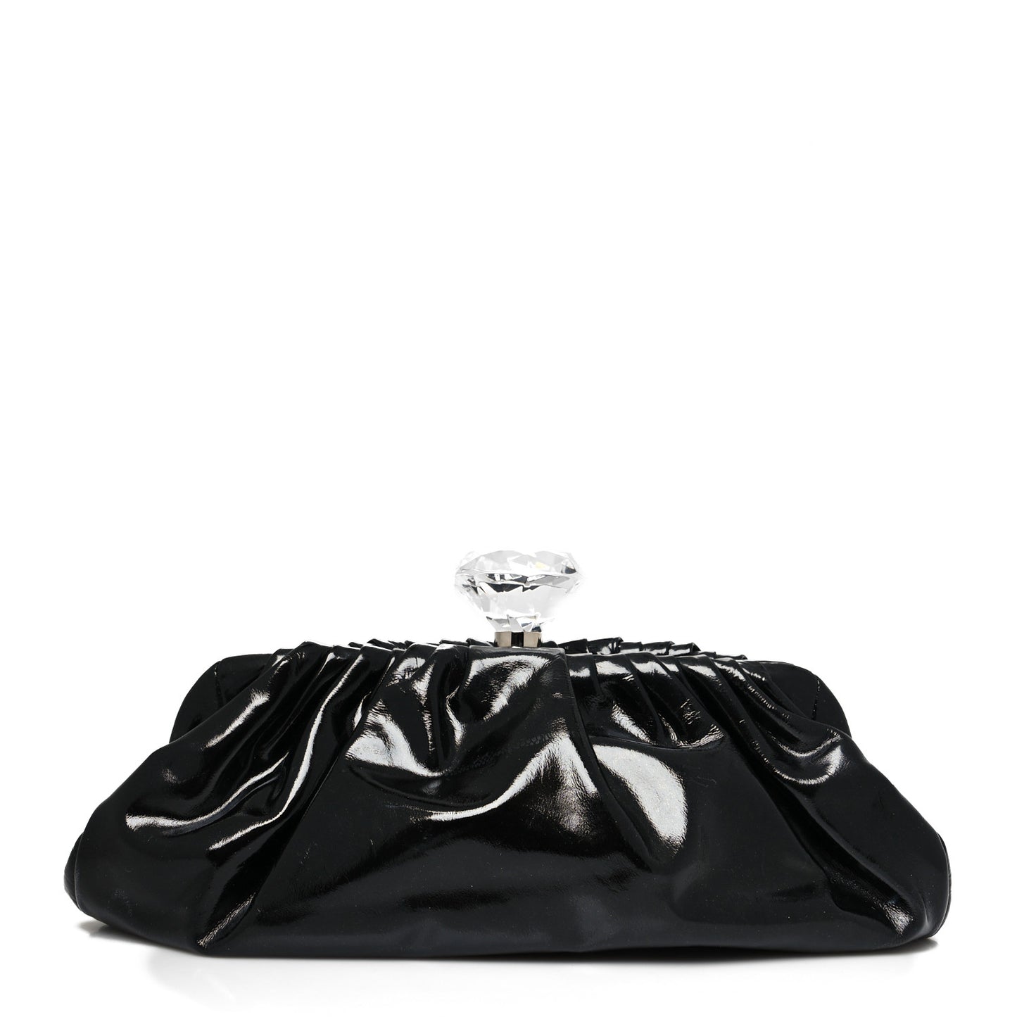 Vinyl Diamond Kiss Lock Clutch Black