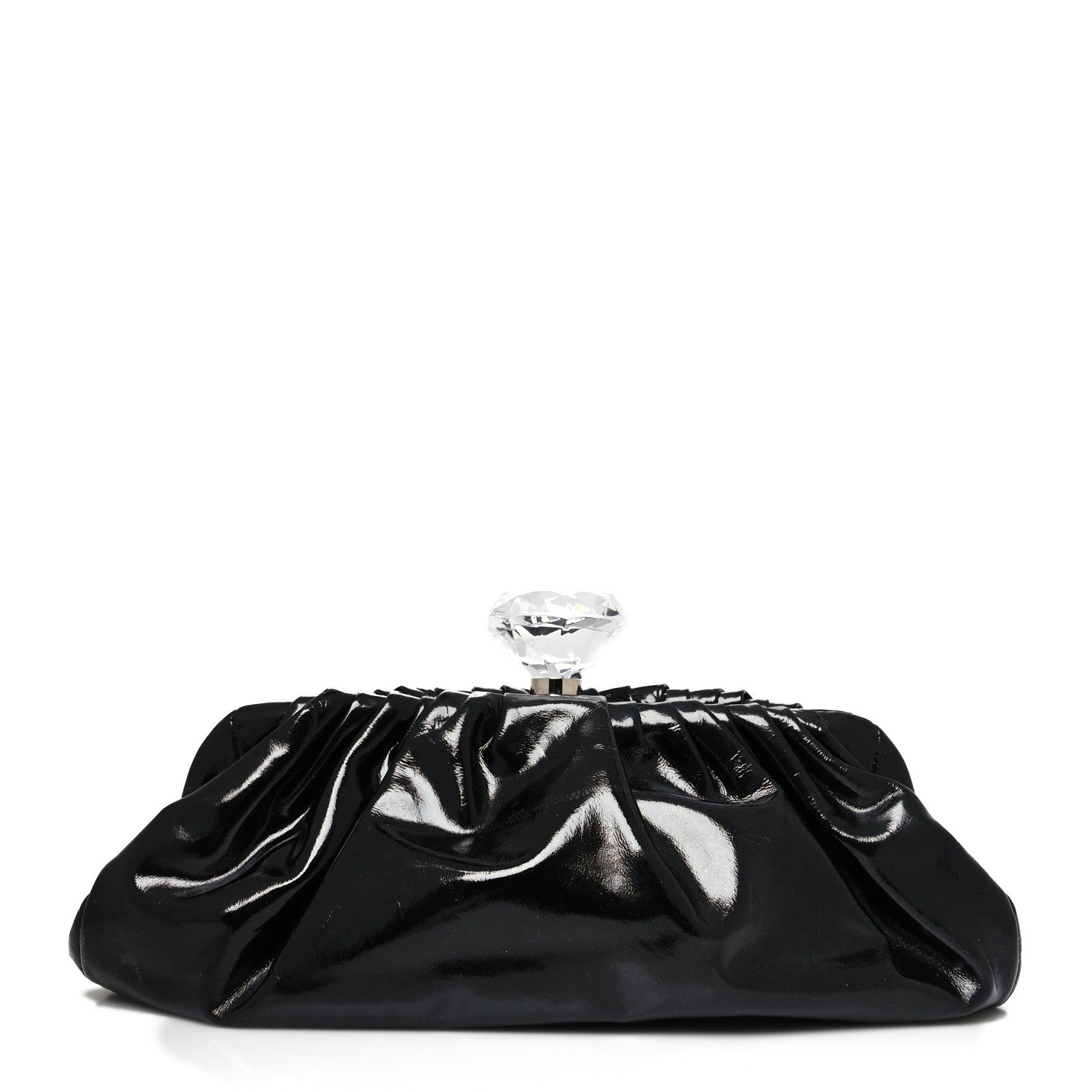 Chanel Vinyl Diamond Kiss Lock Clutch Black 1 of 14