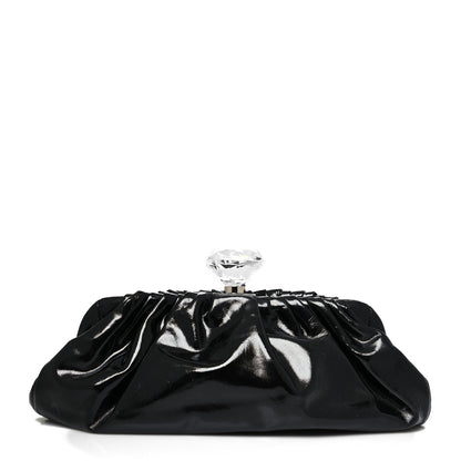 Chanel Vinyl Diamond Kiss Lock Clutch Black 1 of 14