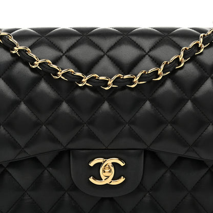Chanel Lambskin Quilted Jumbo Double Flap Black 8 of 11