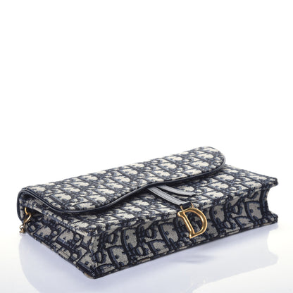 Christian Dior Oblique Saddle Chain Pouch Blue 4 of 10