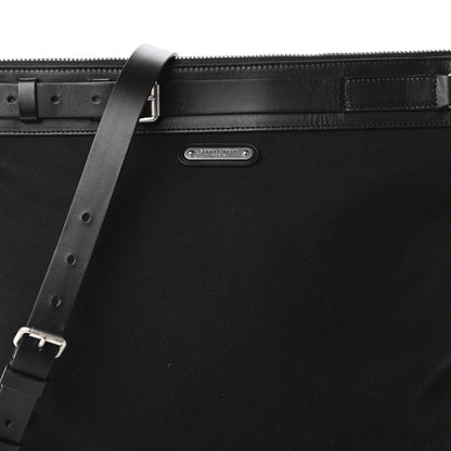 Saint Laurent Canvas Calfskin Belted Flat Messenger Bag Black 10 of 10