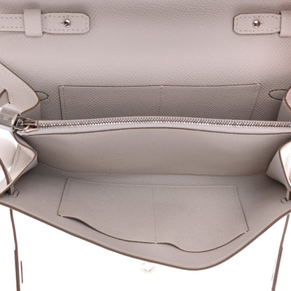 Hermes Epsom Shiny Alligator Touch Kelly Wallet To Go Gris Pale Gris Ciment 5 of 11