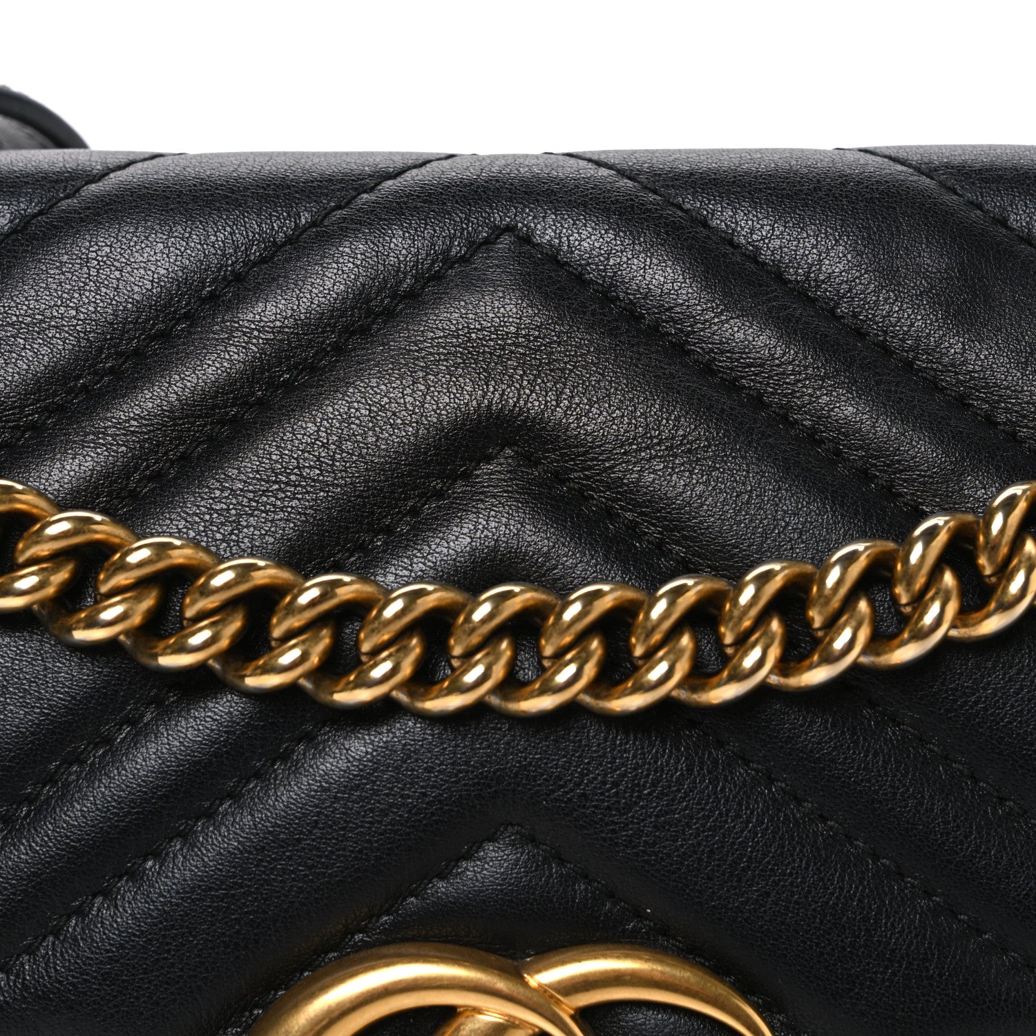 Gucci Calfskin Matelasse Small GG Marmont Shoulder Bag Black 7 of 9