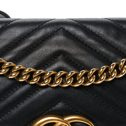 Gucci Calfskin Matelasse Small GG Marmont Shoulder Bag Black 7 of 9