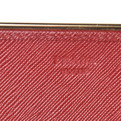 Prada Saffiano Metal Bar Continental Flap Wallet Fuoco 7 of 10