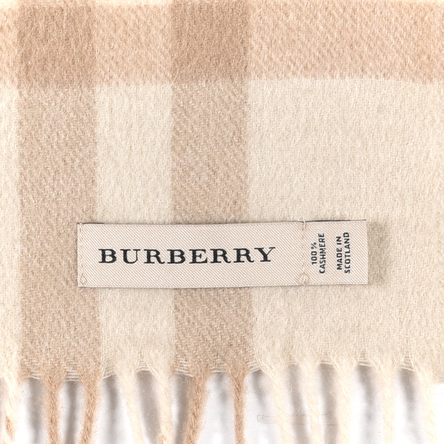 Cashmere Giant Check Fringe Scarf Limestone