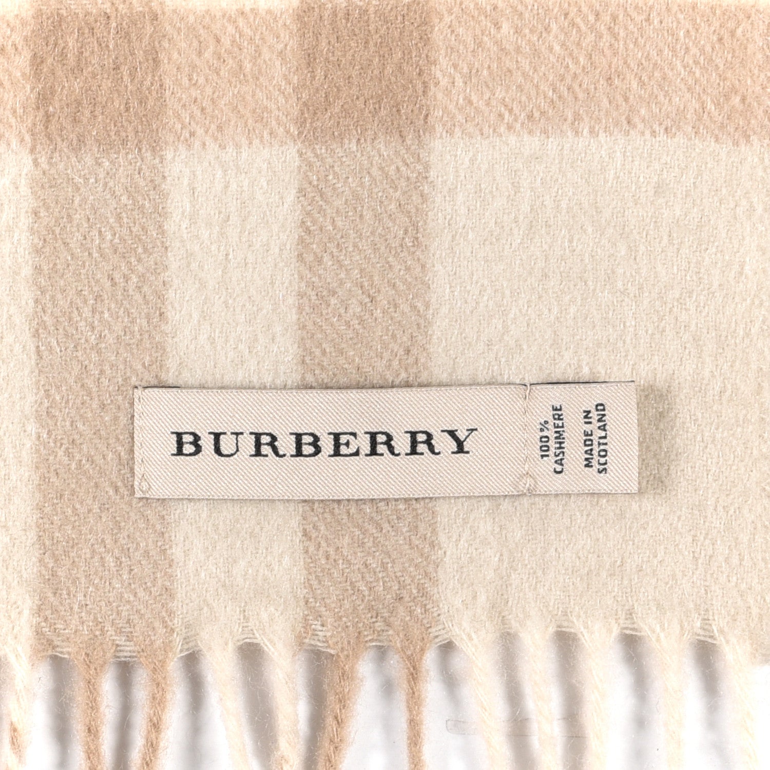 Burberry Cashmere Giant Check Fringe Scarf Limestone 4 of 4