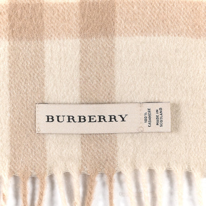 Burberry Cashmere Giant Check Fringe Scarf Limestone 4 of 4