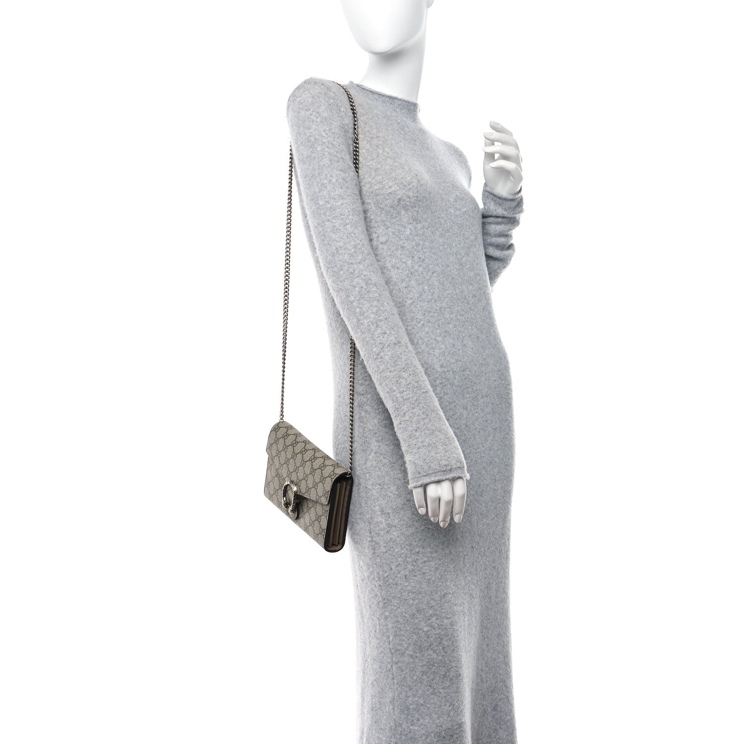 Gucci GG Supreme Monogram Mini Dionysus Chain Wallet Beige Taupe 2 of 13